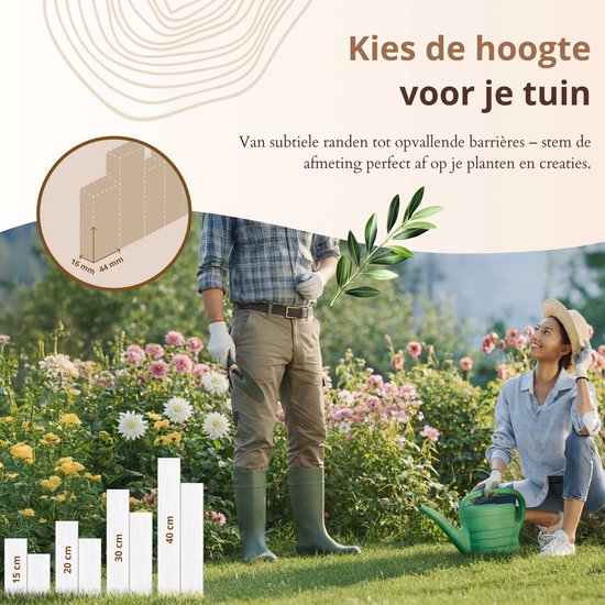 Floranica Borderrand Gazonrand 20 x 100 cm Groen Perkrand Bloembedrand hout geïmpregneerd Palissade Rolboord
