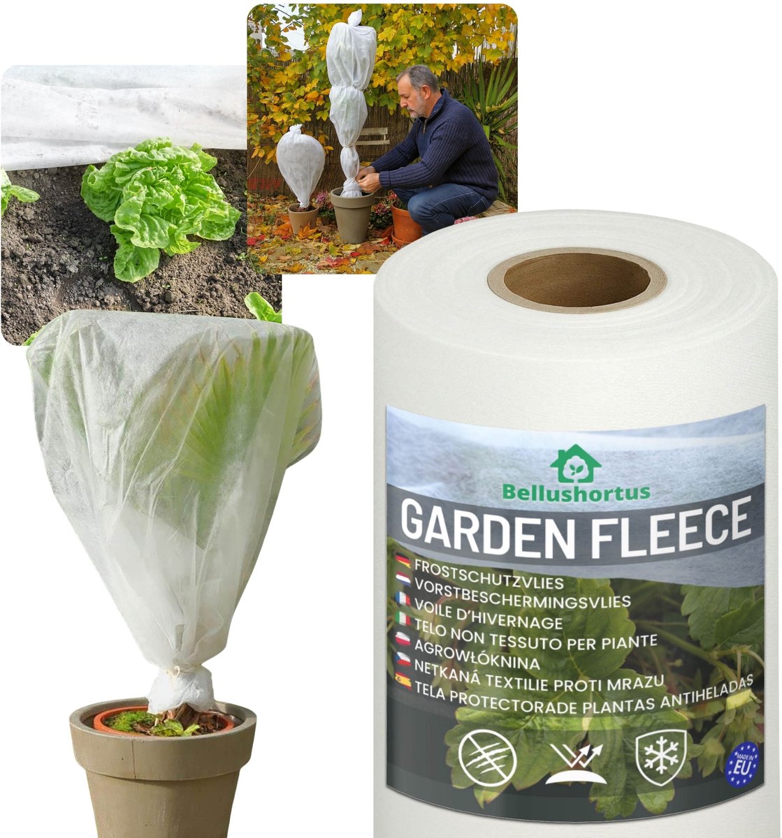 Vliesdoek Winterbedekkingsvlies voor planten plantenbescherming Tuinvlies WIT 50g/m2 met UV 1,6 m / 200 meter