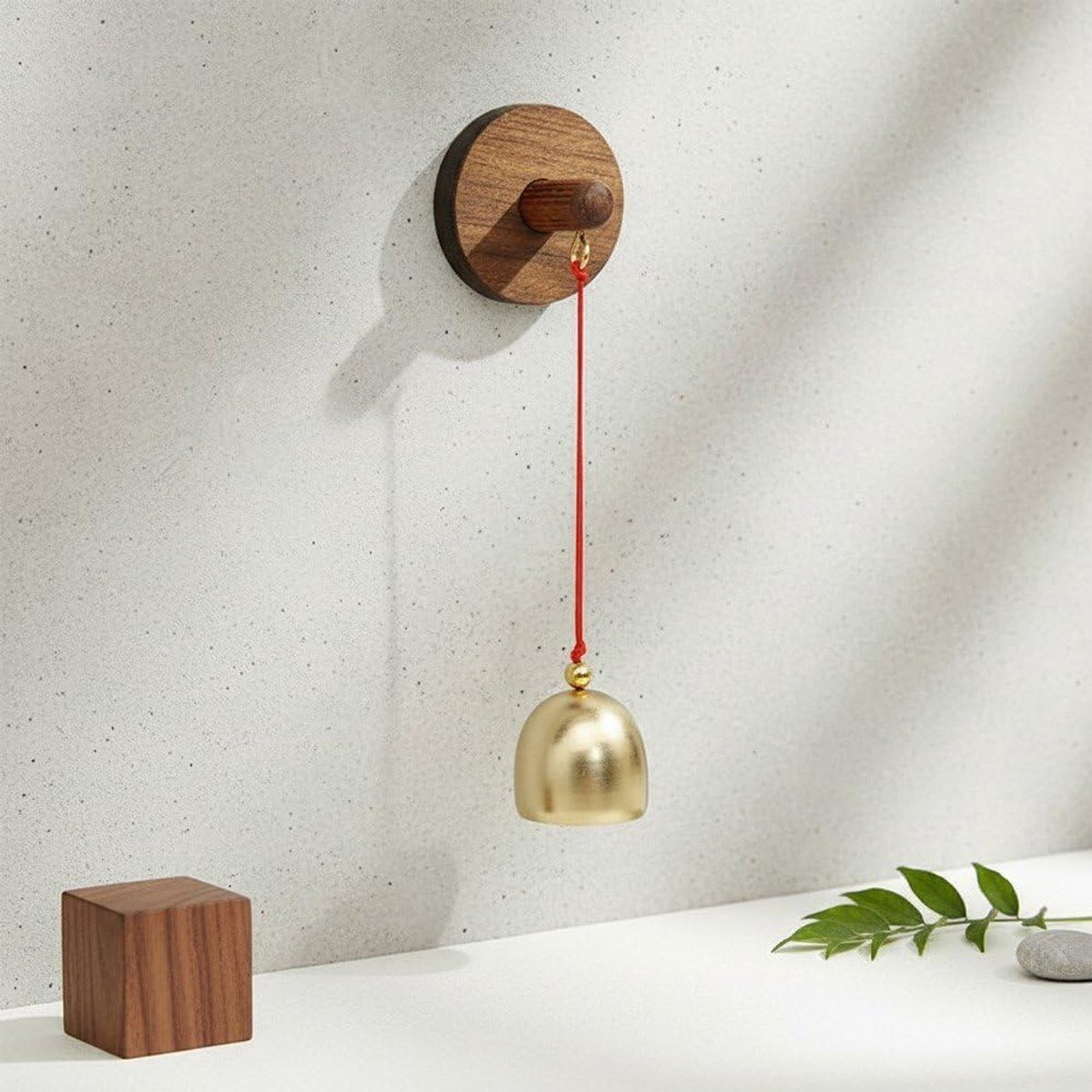 Winkeldeurbel, vintage houten deurbel met messing bel, decoratieve hanger voor bij binnenkomst (2 stuks)