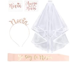 Allecto - Bruidssluier - Decoratie Gadget - Roze Sjerp - Haarband Tiara - Bruiloft - Team Bride - Voor de bruid