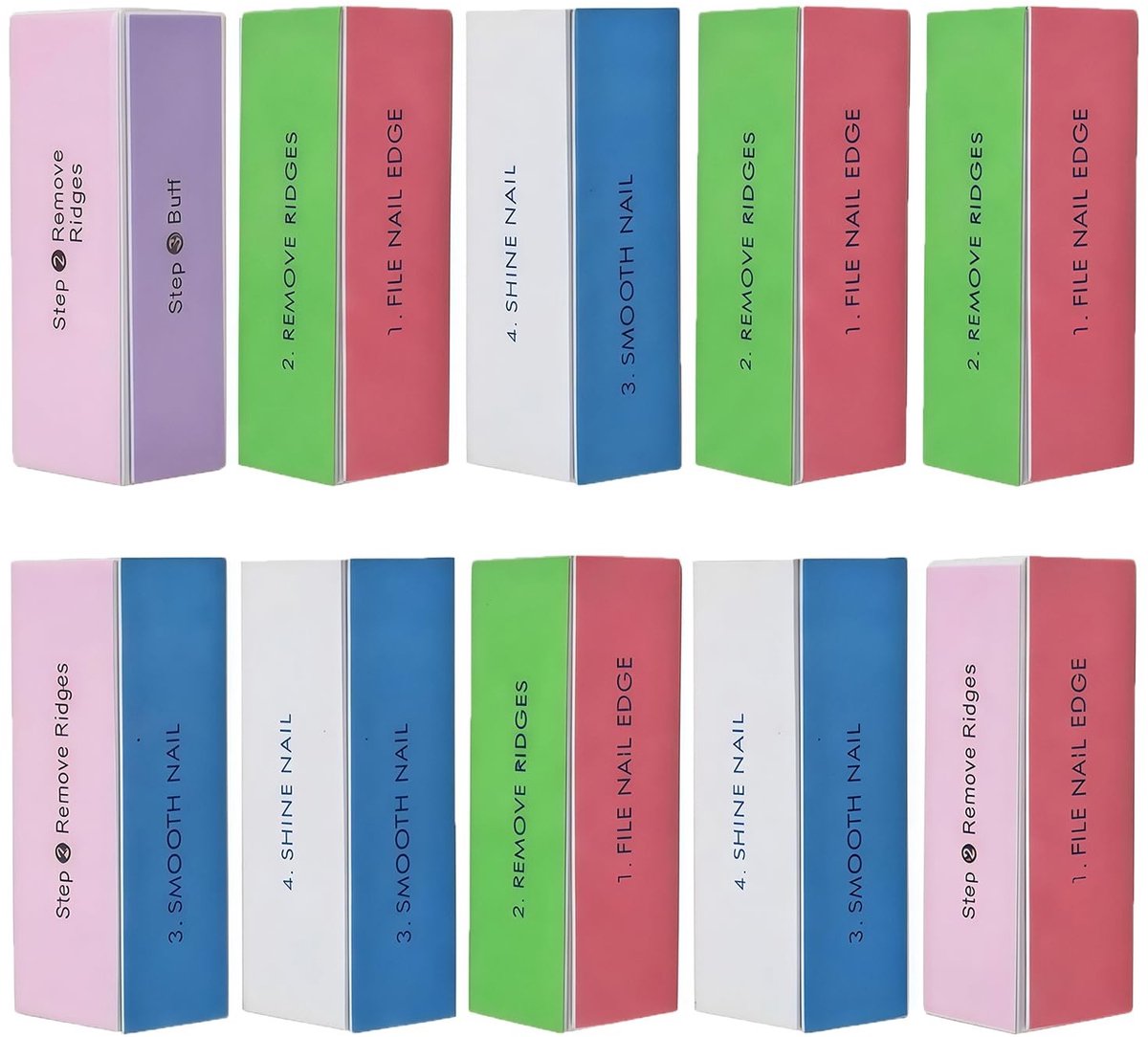 Allecto - Nail Buffer Block - Professionele Nagelverzorging - Set van 10 Stuks - Geschikt voor Manicure en Nail Art - Willekeurige Kleur