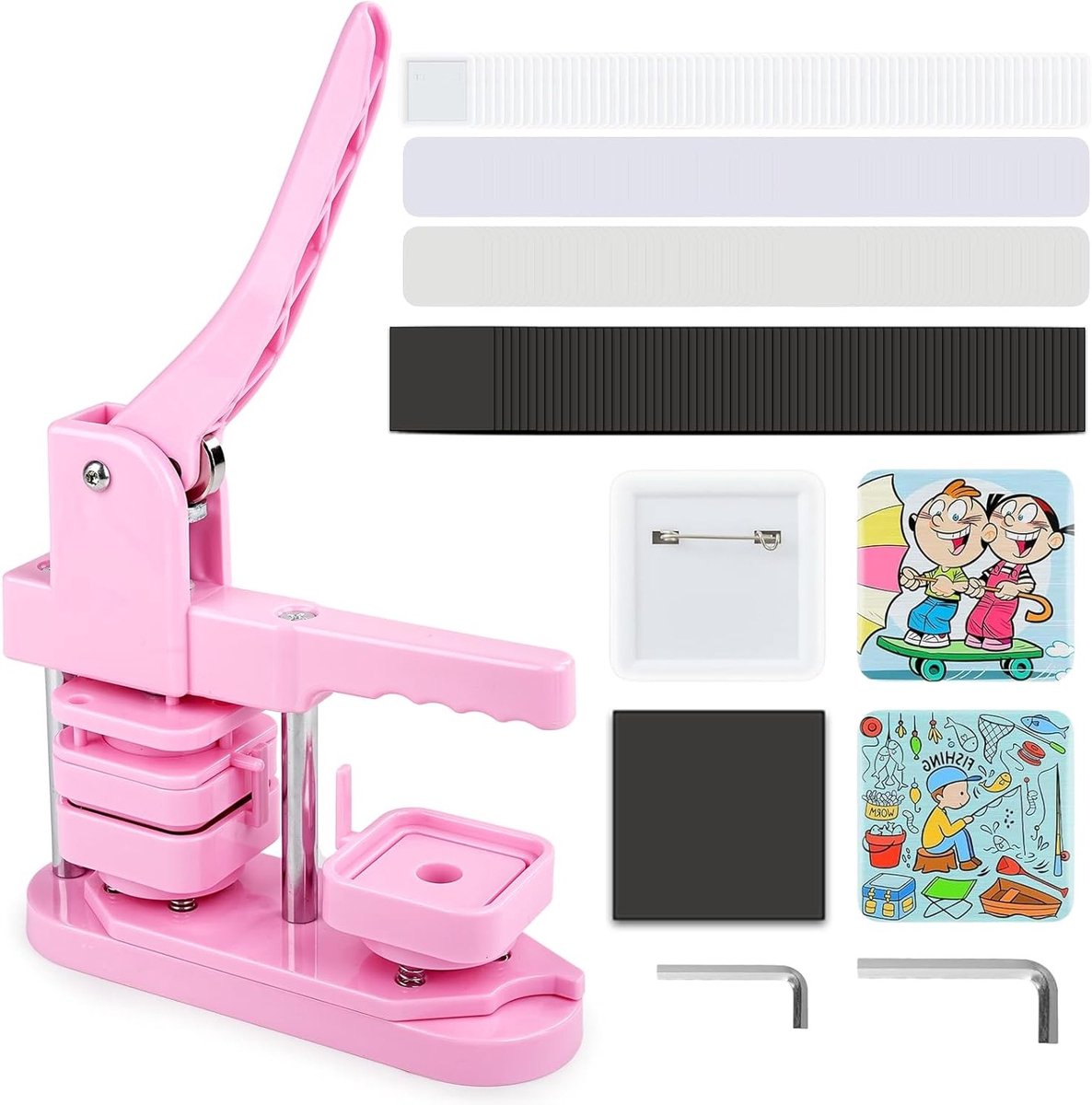 DIY Button Maker Machine voor 50mm Vierkante Badges, Inclusief 100 Button Onderdelen voor Persoonlijke Cadeaus en Pins