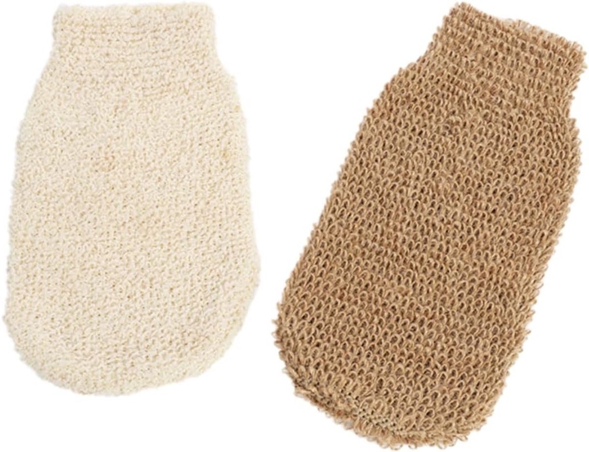 Lichaamsscrub handschoenen - 2 Stuks - Jute - Diepe reiniging voor een frisse huid - SnelShoppen