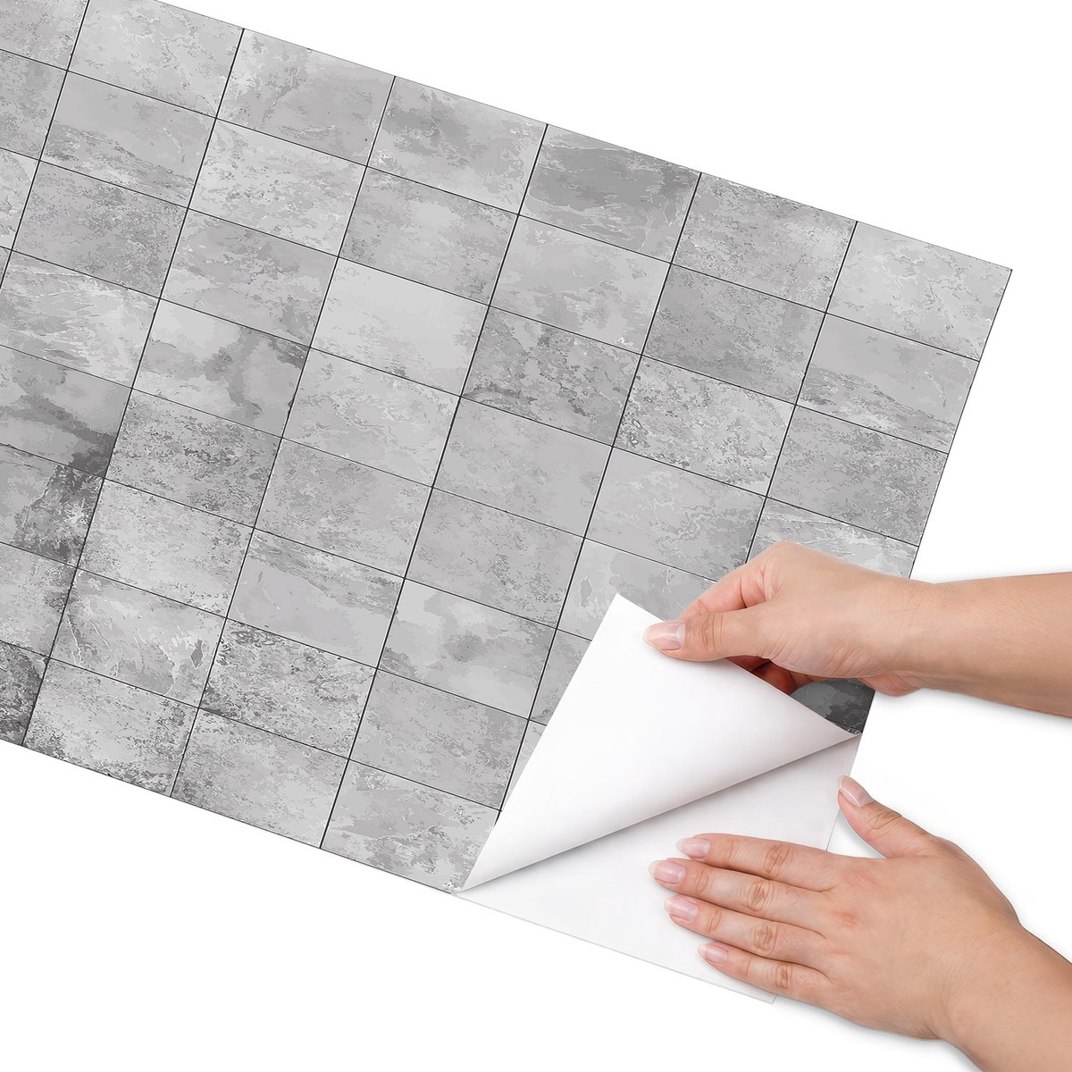 Coloray Meubel Wrap Folie - Grijs Meubelfolie - 50x100 cm - Meubelfolie Zelfklevend Grijze tegels - Wrapfolie Keuken - Minimalist Meubelfolie - Decoratiefolie - Tafeldecoratie - Achtergronden en patronen