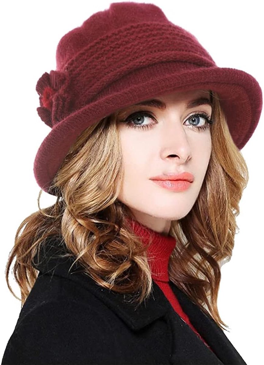 JeiibrZui Dames Wintermuts Met Klep - Vintage Baret - Warm Fleece Gevoerd - Een Maat Past De Meesten - Wollook Breimuts Voor Dagelijks Gebruik Reizen En Wandelen