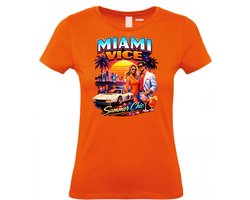Dames t-shirt Miami Vice Summer Chic | Toppers in Concert 2026 | The Summer Is Magic | Foute Party Shirt | oranje (Dames) | maat M