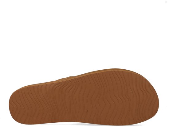 Bruine Reef teenslipper met golfpatroon op de zool.