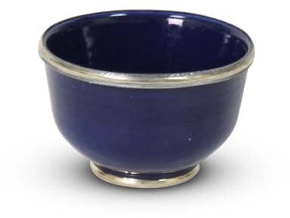Safaary - Kom Blauw met Metaalring Ø 12 x 8cm