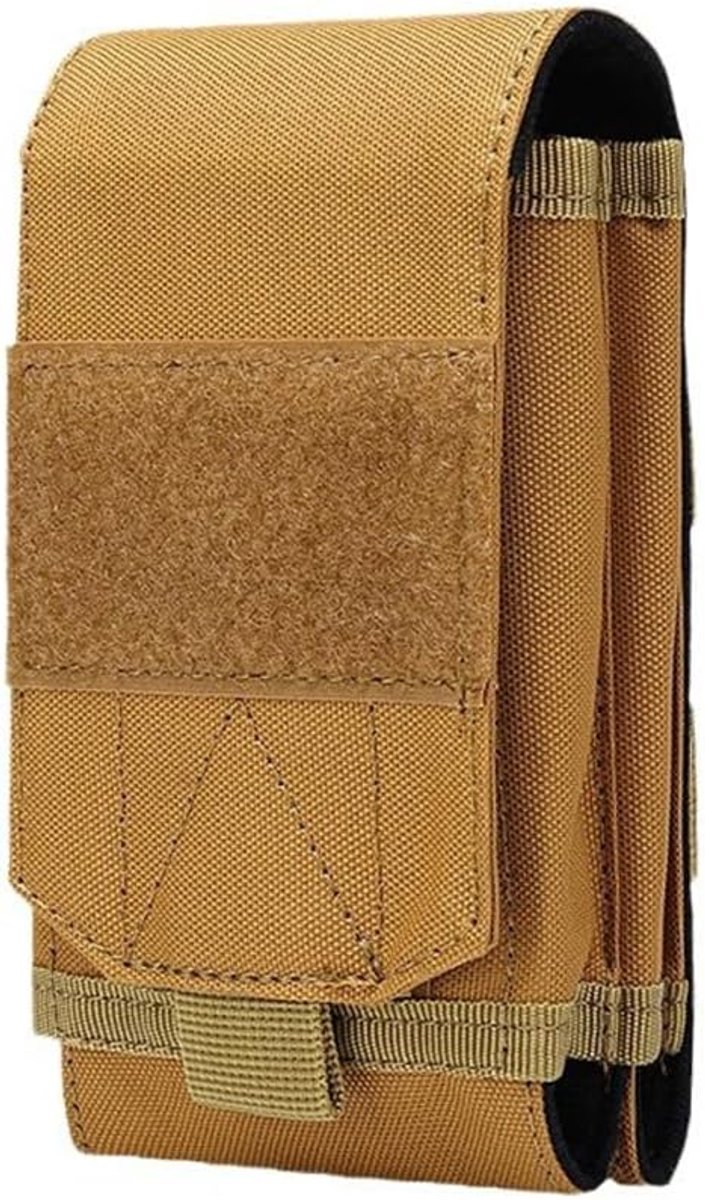 VHV-Heuptas - Telefoontasje heren - Tactische heuptas - Smartphone hoesje riem - 600D Oxford stof - Dubbele vakken - Slijtvast - Voor kamperen, wandelen en outdoor - Bruin