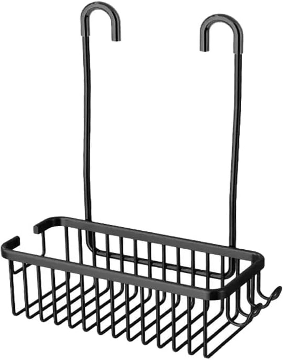 VHV-Doucherekje - Douche organizer hangend - Badkamerrekje zonder boren - Roestvrij - Met haken - Voor in de douche - Badkamer opbergrek - Zwart