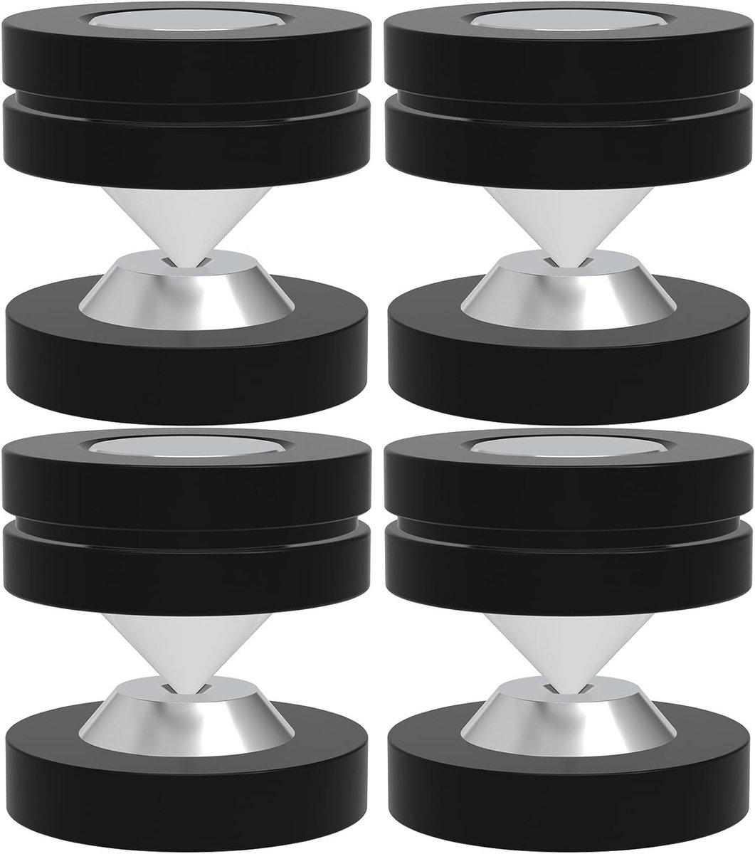 4X HiFi Speaker Spikes 39 x 39mm - Verstelbare Hoogte, Schokabsorberende Pads voor Speakers en Subwoofers, Geluidsisolatie en Stabiliteit