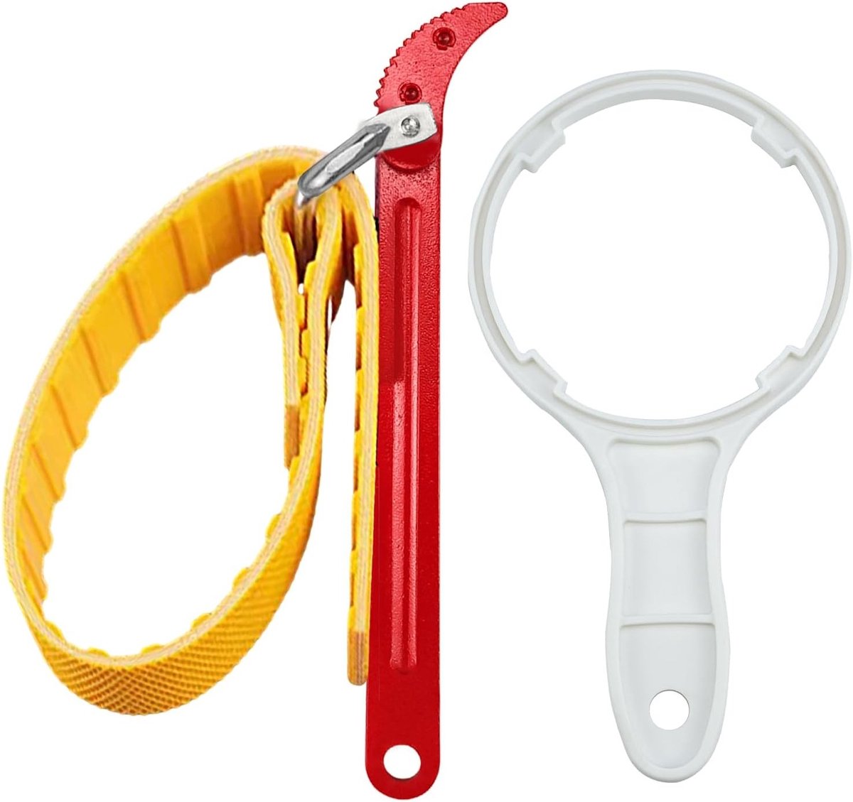 Verstelbare Oliefilter Sleutel Set van 2 - Multifunctionele Band Sleutel voor Oliefilters, Sanitair en Glasopeners