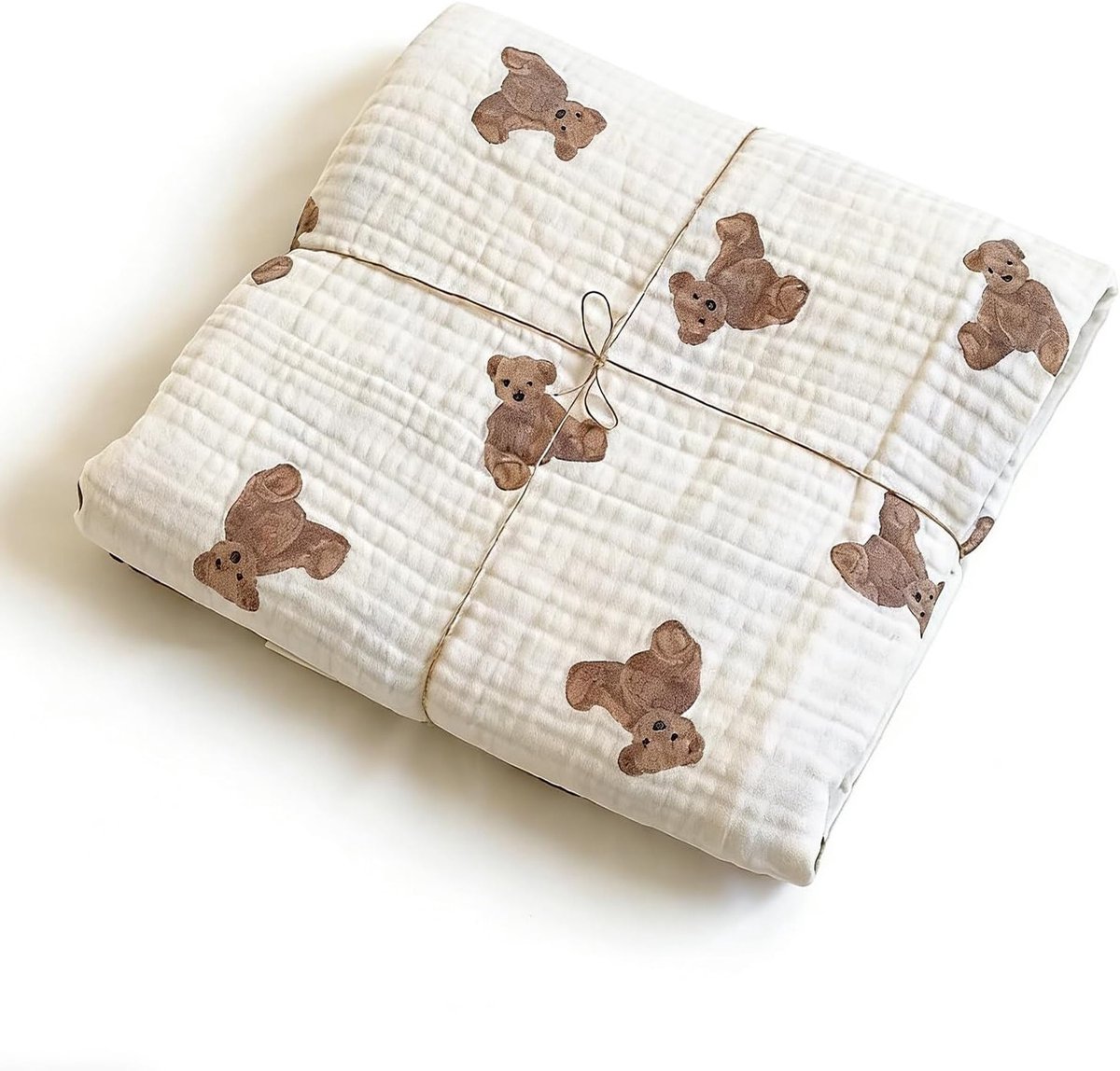 Grote Muslin Swaddle Dekentje 90 x 130 cm - Zacht, Dun en Ademend 100% Katoen - Perfect als Cadeau voor Baby's, Ideaal voor Zomer en Winter met Berenpatroon
