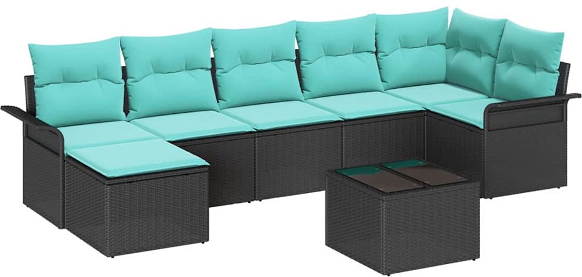 vidaXL - Tuinbank - Set - met - opslag - 8 - pcs - Zwart - poly - rattan