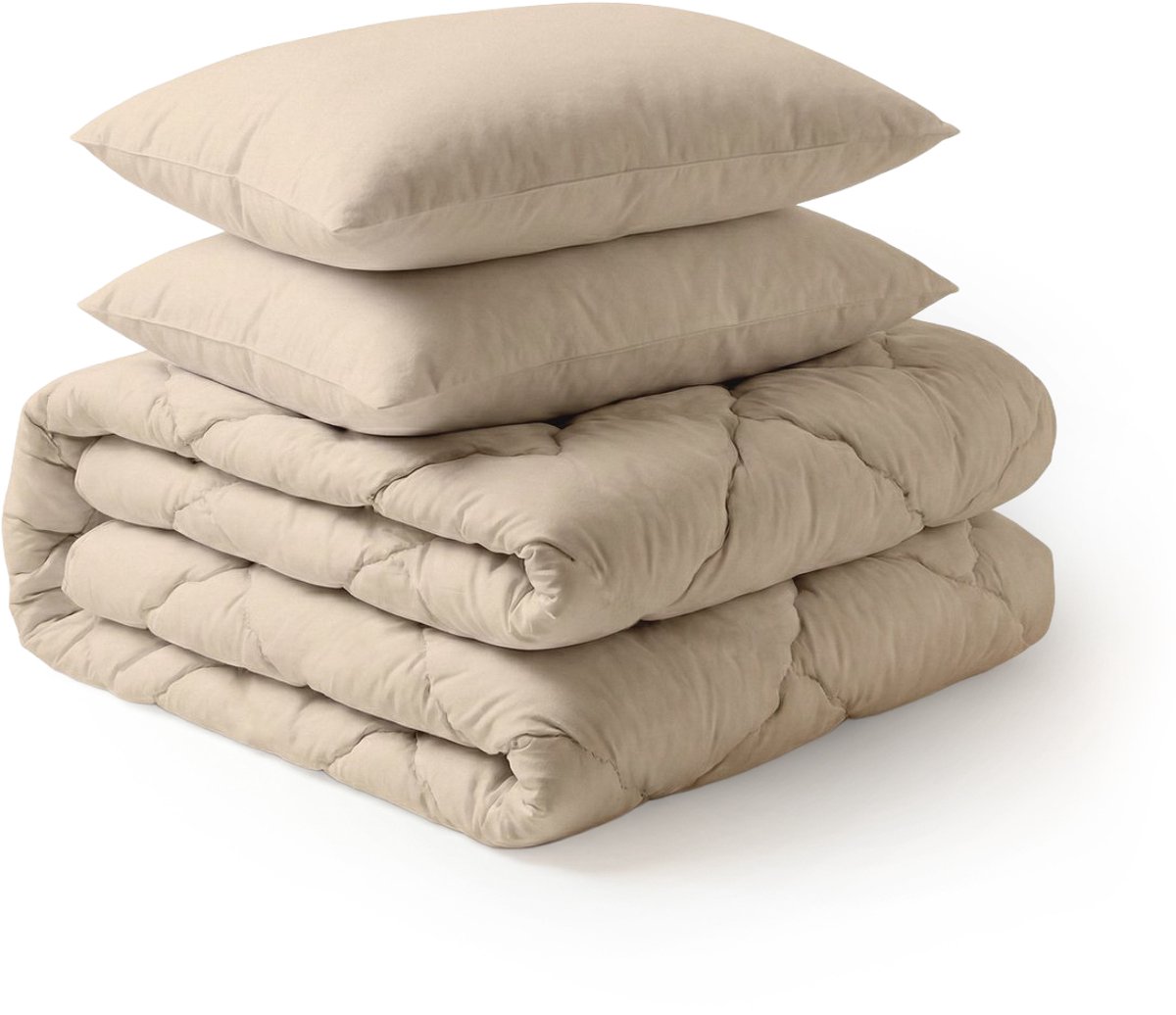 LILLA24 Dekbed zonder overtrek - Incl 2 kussenslopen - 160x200 cm - Wasbaar dekbed - All year hoesloos dekbed - Taupe