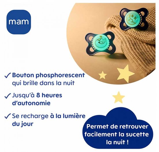 MAM 2 Originele NachtSpenen 2-6 Maanden (Modellen : Vos en maan) van Merkloos — afbeelding 3