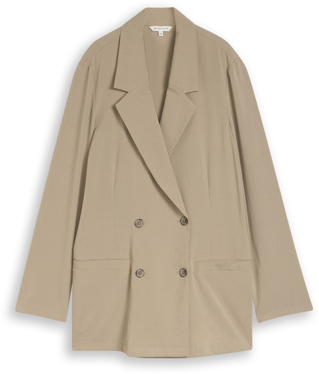 Tom Tailor - Losvallende blazer met zakken - Maat 38 - Silver Olive