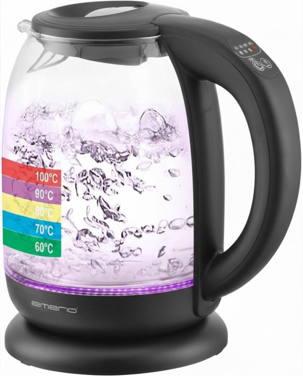 YOR® Waterkoker glas - Waterkoker - Zwart - 23cm x 19cm x 24cm