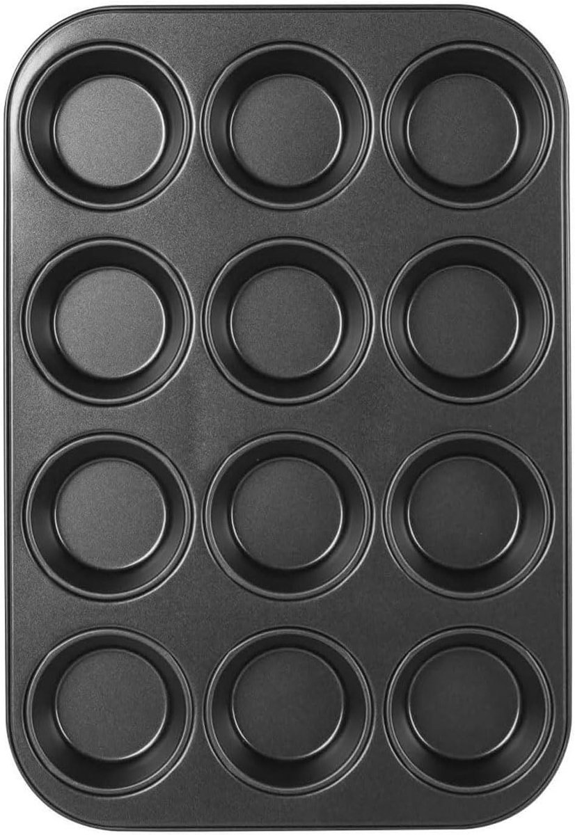 Vorm voor 12 Muffins met Anti-aanbaklaag, BPA-vrij, Standaardgrootte 26,5 x 18,6 x 1,5 cm, Perfect voor Cupcakes, Brownies en Basis Bakken