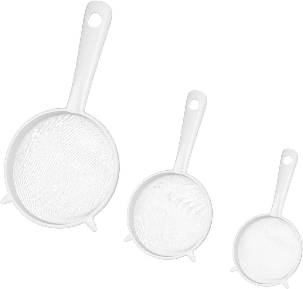3-delige Zeefset van Kunststof met Handvat voor Kefir, Thee, Koffie, Notenmelk en Meel - Vaatwasserbestendig en Fijnmazig