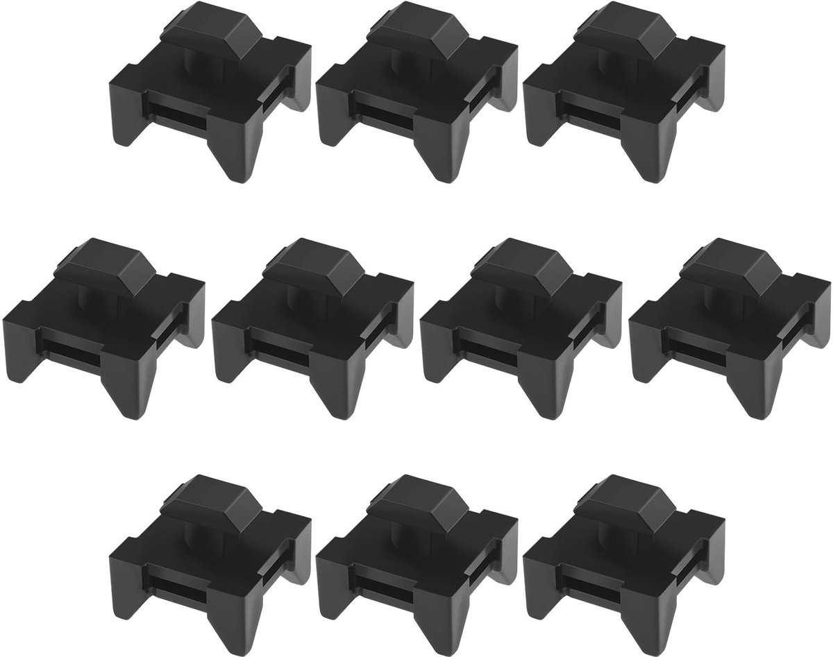 Dailygoods - Dailygoody - Kabelhouder Groefclips - Draadclips voor Aluminium Profielen - Zwart - 10 Stuks - Geschikt voor 4040 Profielen - 13x7,5 mm