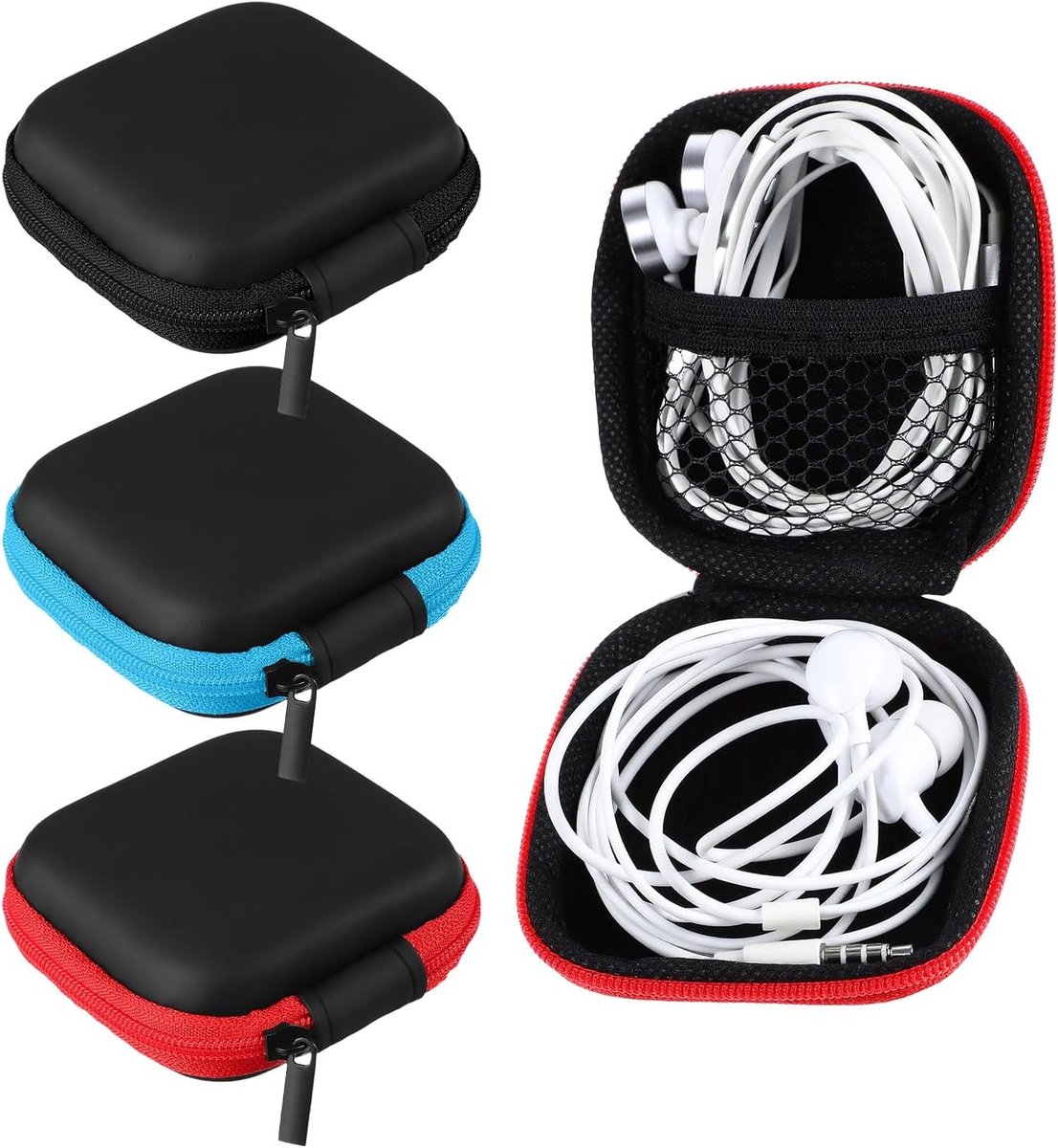 3-Pack Mini Hoofdtelefoon Tas - Beschermende Opbergtas voor In-Ear Oordopjes, Bluetooth Accessoires en SD Kaarten