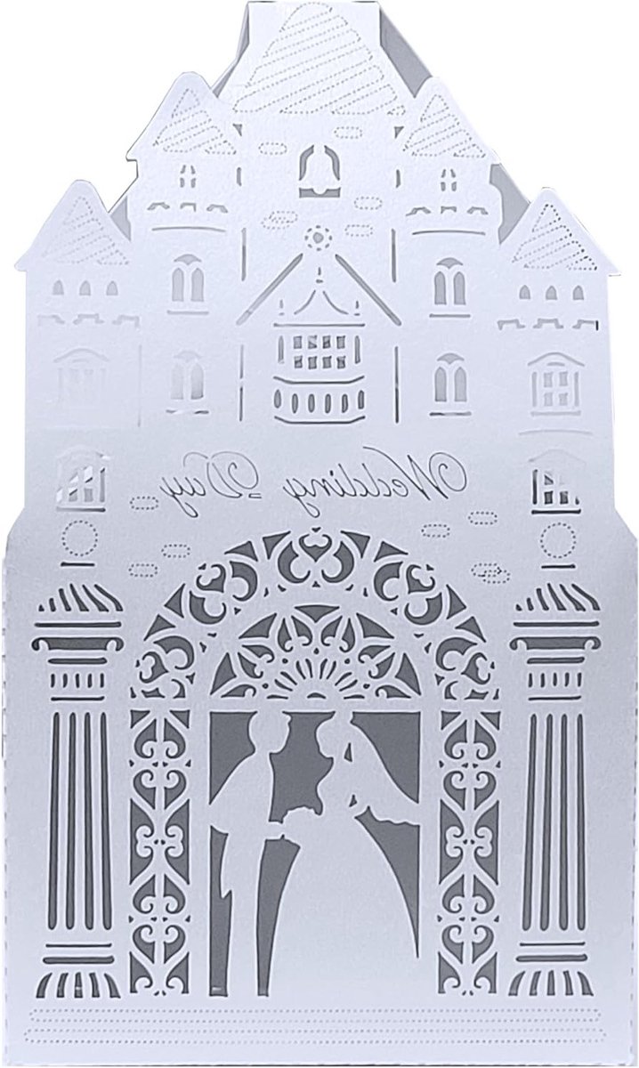 50 Stuks Huwelijksbedankjes met Romantisch Kasteel Ontwerp - Luxe Papierdozen voor Snoep en Cadeaus