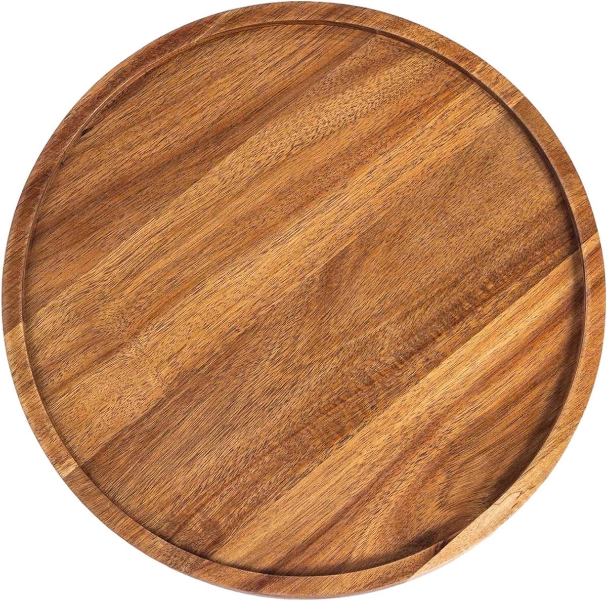 Houten Serveerplank - Ronde schaal - Eten presenteren - Rustiek ontwerp - 38 cm diameter - Bruin