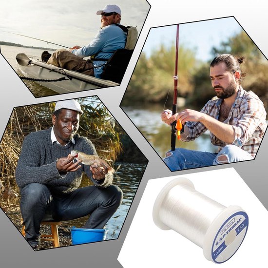 Vislijn Monofilament - Visdraad Touw - Vissen Zoutwater - Sterk Polyester Materiaal - 100 Meter 60 Lbs - Wit — afbeelding 3