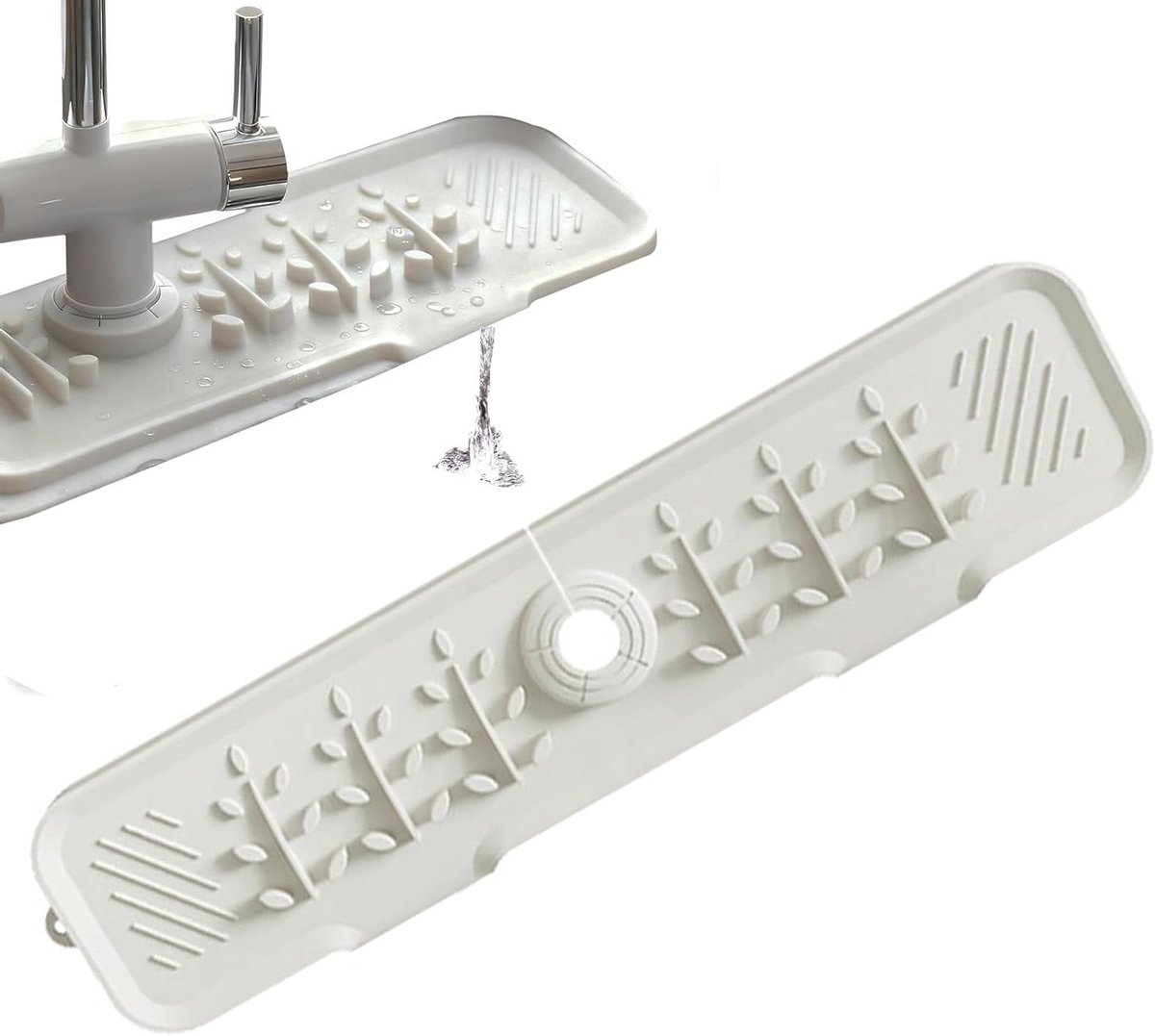 Aanrechtmat - Kraanmat - Keuken en badkamer - Sneldrogend siliconen - 61 x 14.5 cm - Wit