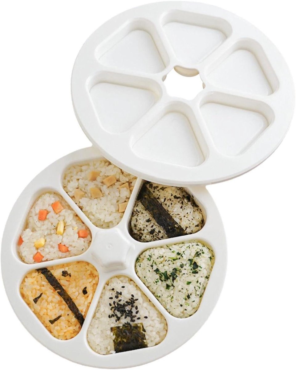Rijstvorm - Onigiri maker - Lunch maken - 6 compartimenten - 25.7 cm - Wit