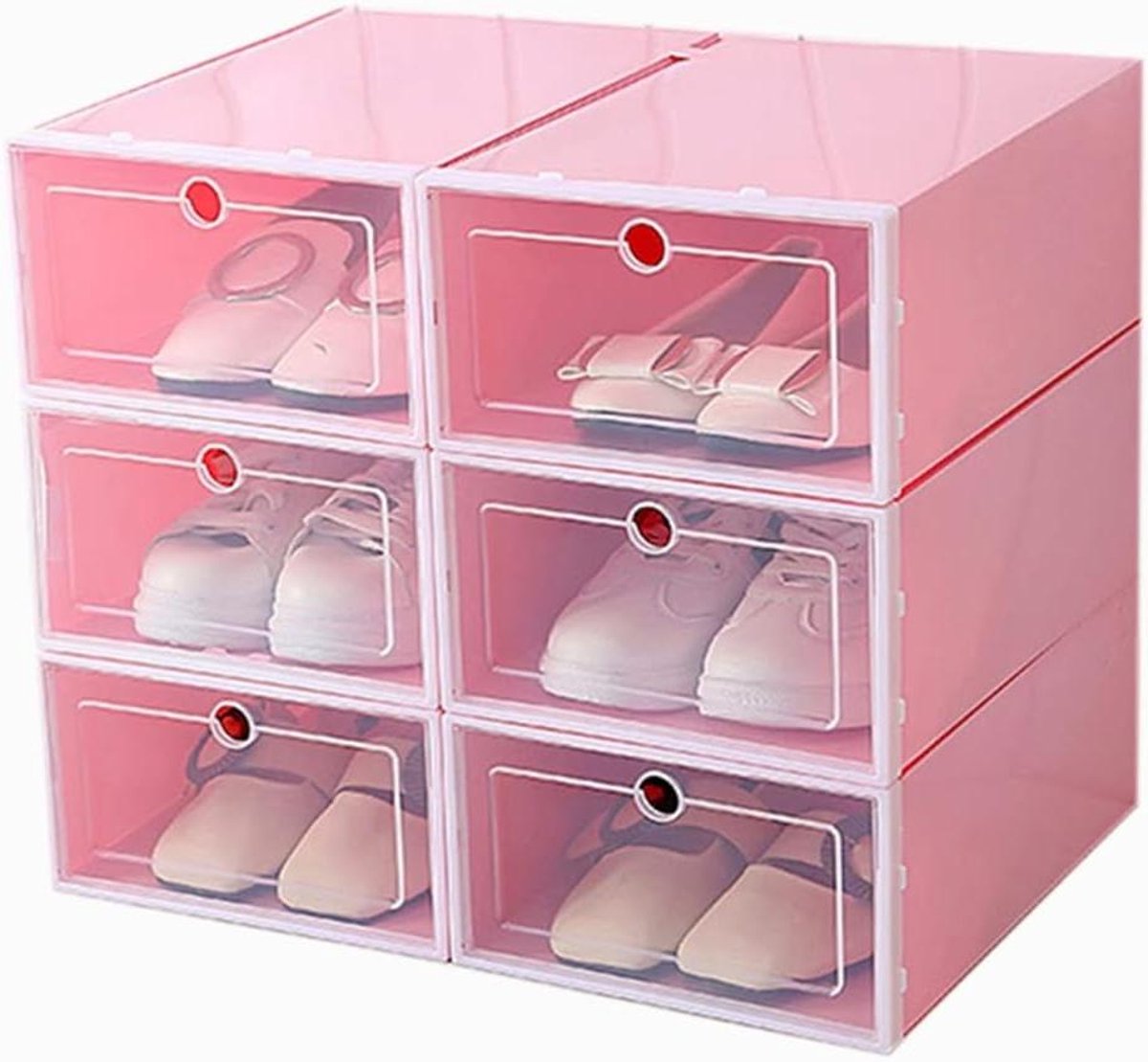 Schoenendozen Set - Opbergdozen - Schoenen Opbergen - Stapelbaar Ontwerp - 6 Delig - Roze