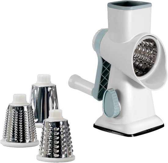 Kaasrasp Groentesnijder - Keukenmachine Handmatig - Maaltijd Voorbereiding - Antislip Zuigbasis - 24 x 21.5 cm - Wit — afbeelding 4
