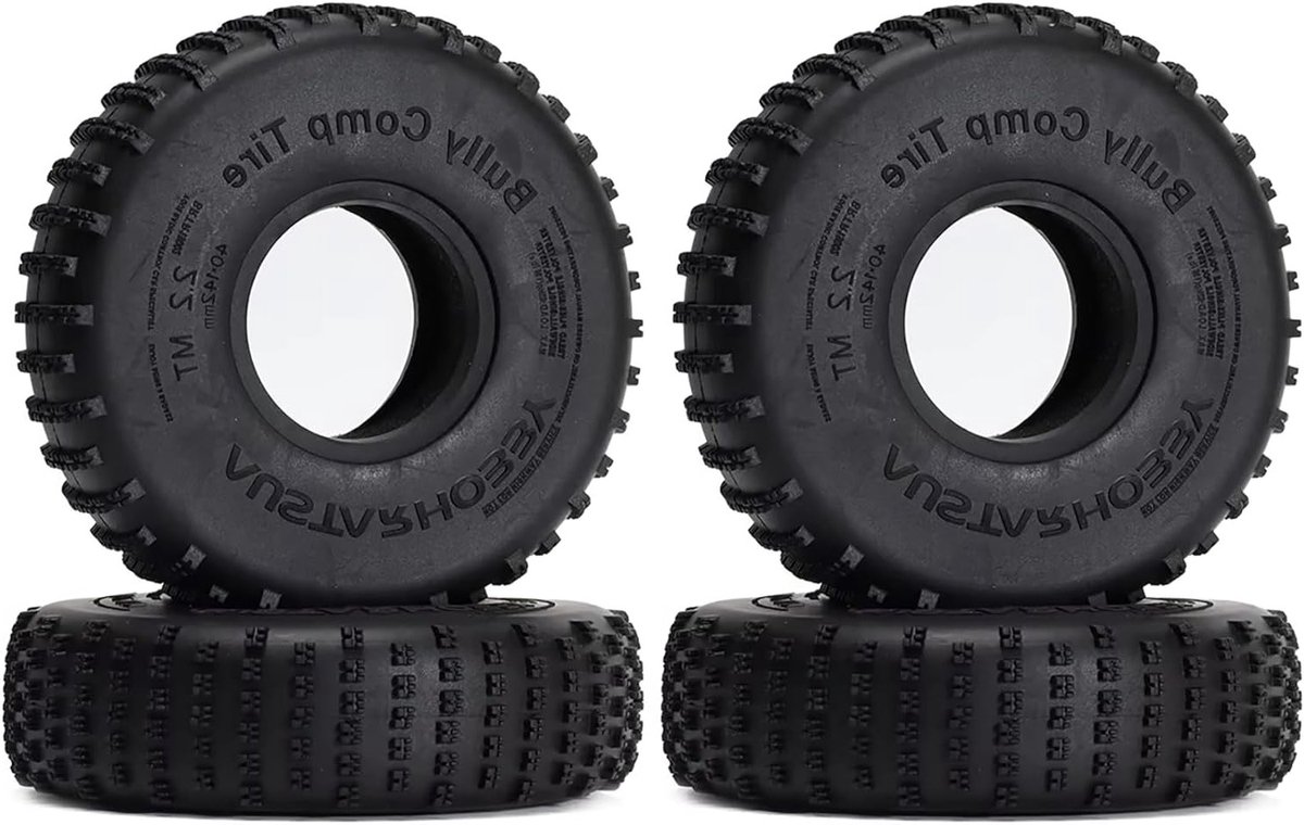 4 Stuks 2.2 Inch Rubber Banden voor Buggy en Rock Crawler - Geschikt voor 1/10 RC Auto's zoals Axial SCX10 en TRX4 - Duurzaam en Lichtgewicht 142 x 40mm