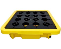 Modulaire Lekbak - Industrieel Platform - Olieverontreiniging Bestrijding - Met Rooster - 130 X 68 Cm - Geel