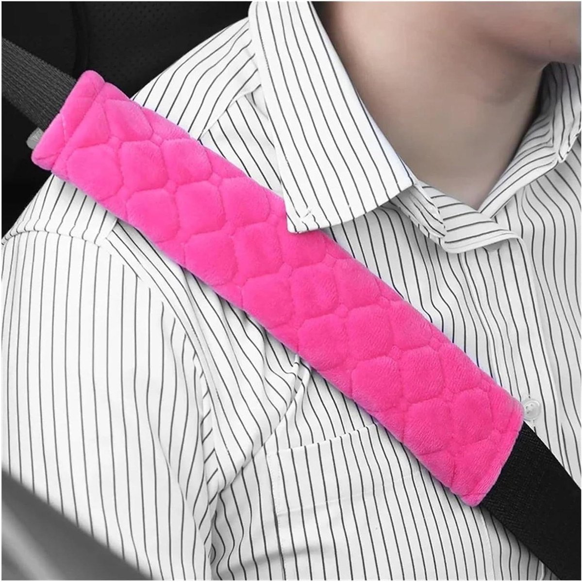 Gordelkussen - Veiligheidshoes - Comfortabel Rijden - Zacht Pluche Materiaal - 1 Stuk - Roze