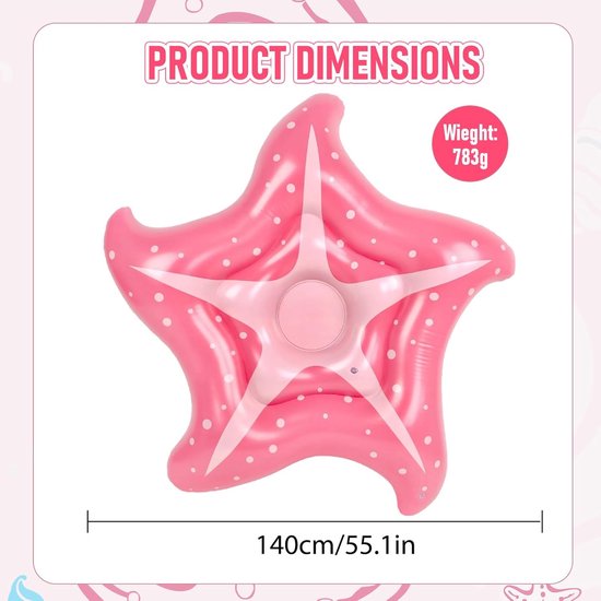 Opblaasbare Matras - Zeester Luchtbed - Ontspannen in Water - Uniek Vormgegeven - 140 cm - Roze — afbeelding 2