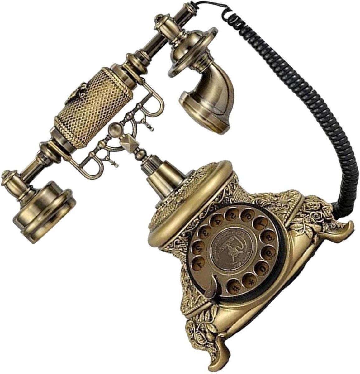 Draaitelefoon - Antieke Vaste Telefoon - Decoratie Thuis - Klassiek Europees Design - 23 cm Hoog - Brons