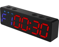 Mini draagbare fitnesstimer, groot LED-digitaal display, sterke magneet, superkrachtige batterij, aftelfunctie/timer, stopwatch, intervaltimer, acht fitnessmodi, geschikt voor thuis en in de sportschool - Rood
