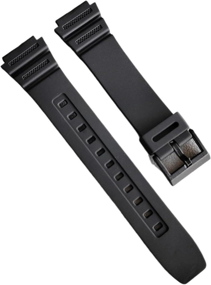 Rubberen Horlogeband - Hars Vervanging - Sport Armband - Universele Gesp - 18mm - Zwart
