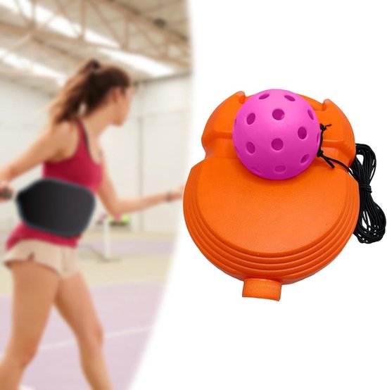 Trainingshulp Bal - Pickleball Set - Zelf Trainen - 40 Gaten Bal - 30 x 26 x 9 cm - Zwart — afbeelding 2