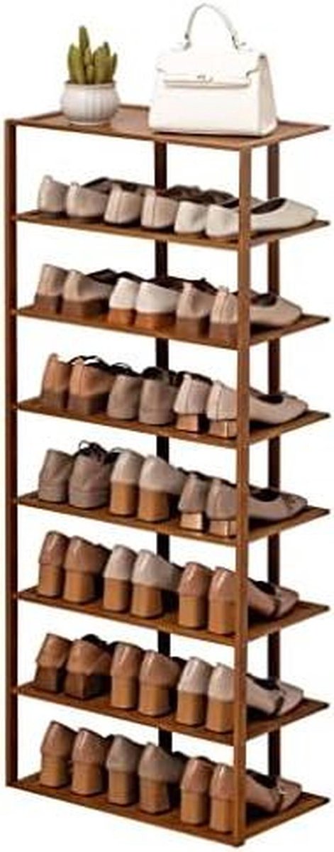 Houten schoenenrek - Opbergrek - Huis Organiseren - 8 Lagen - 91 cm - Donker
