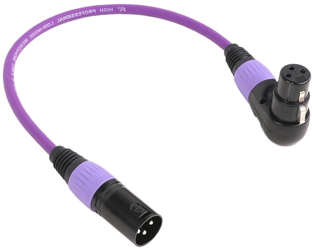 XLR kabel - Microfoon kabel - Muziek opnemen - Haakse connector - 10 meter - Paars