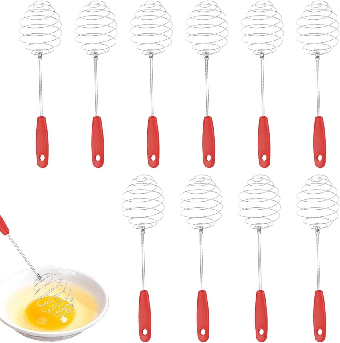 Garde Keuken - Roestvrij Staal - Mengen en Bereiden - Ergonomische Handgreep - 25 cm - Rood
