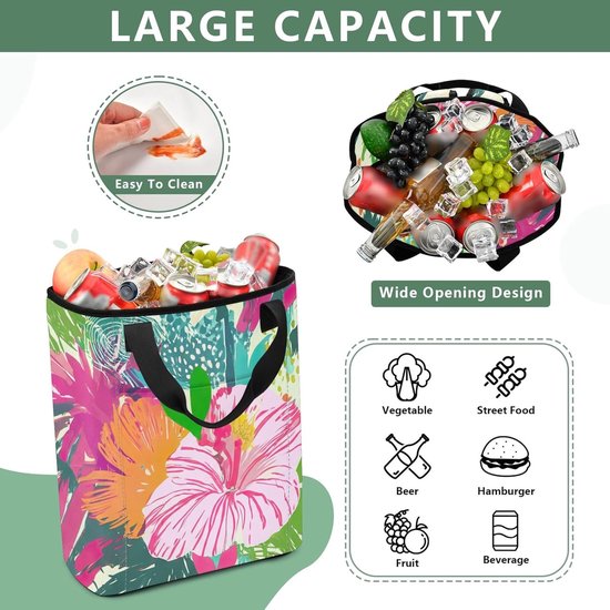 Koeltas - Lunchtas - Picknick & Reizen - Grote Capaciteit - 36 Blikken - Kleurrijk — afbeelding 2