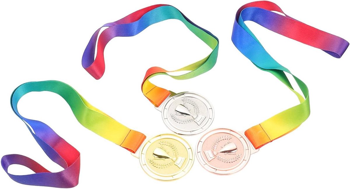 3stuks Trofee Medaille Gouden Zilveren Bronzen Medailles Met Lint Voor Sportwedstrijden Ceremonies Voor Competities Lichtgewicht Duurzaam