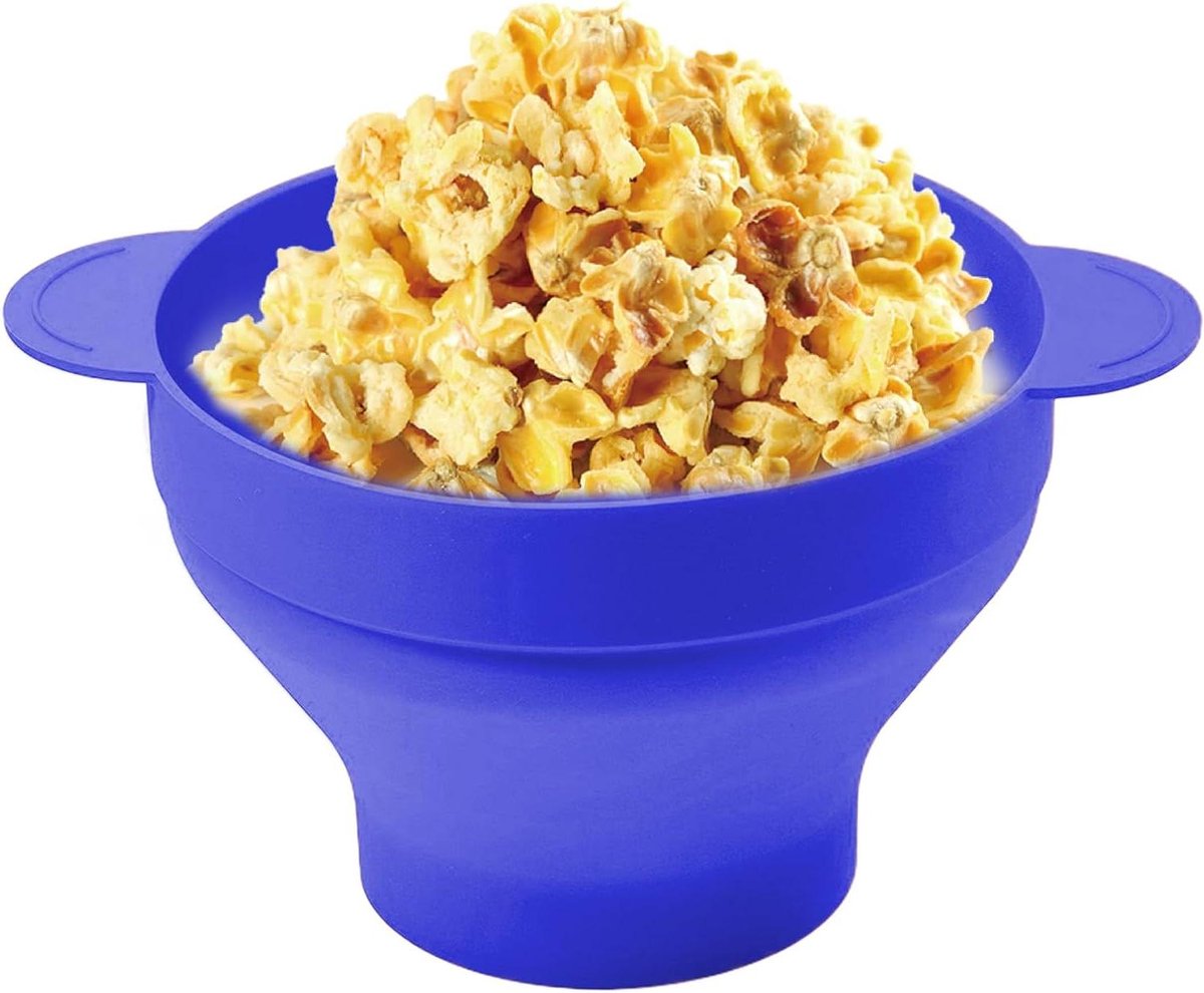 Popcorn Emmer - Snack Kom - Filmavond Thuis - Inklapbaar Ontwerp - 24x20x5 cm - Donkerblauw