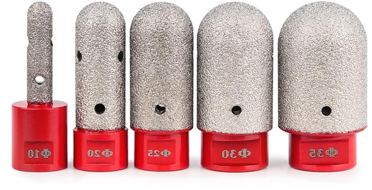 Diamant Vinger Bits - Ball End Mill - Gaten Vergroten - Vacuümgesoldeerd - 10-35 Mm M14 - Rood