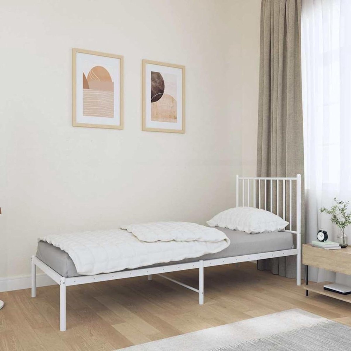 Metalen Bedframe - Hoofdeinde Bed - Slaapkamer Inrichting - Ruimtebesparende Opbergruimte 