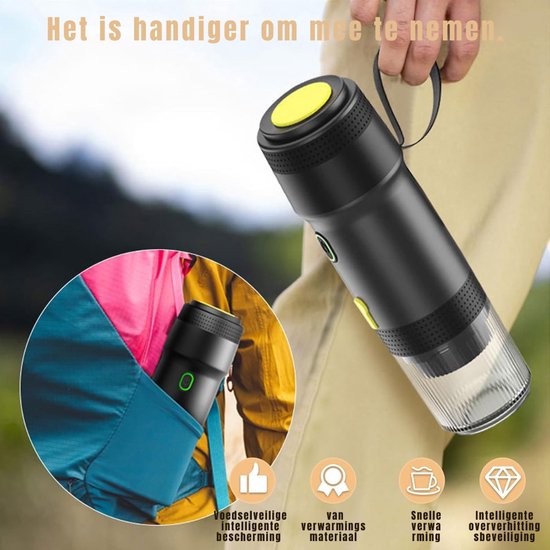AHD® Draagbare Koffiemachine - Blender To Go - Draagbare Blender - Zilver - 9cm x 9cm x 27cm van Ahd — afbeelding 2